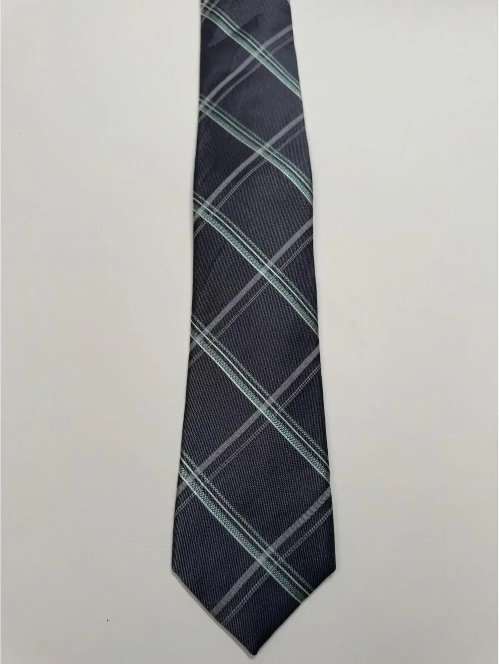 Michael Kors‎ Silk & Linen Blend Tie In Grey & Teal Plaid